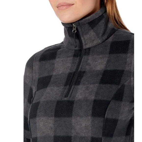 Womens XL Plaid Fleece Sweater Classic Fit Quarter Zip Polar Pullover - Picture 4 of 8